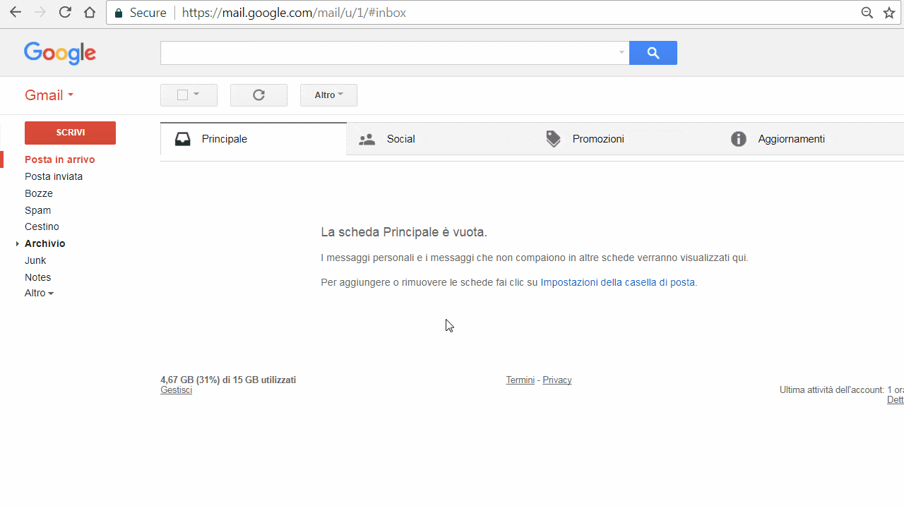Come spostare la newsletter nella casella principale in Gmail