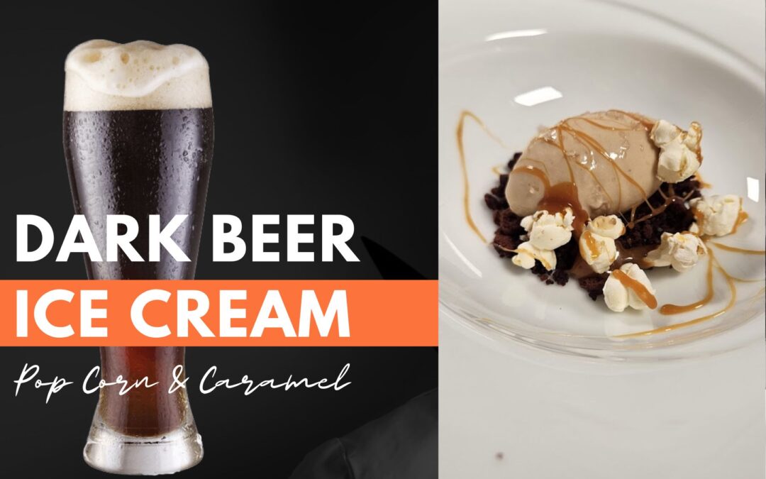 Dark beer ice cream, popcorn & caramel