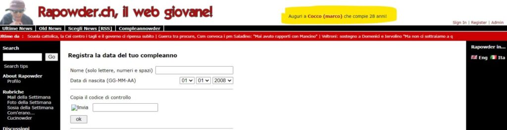 Ciao Rapowder.ch 8 compleannowder