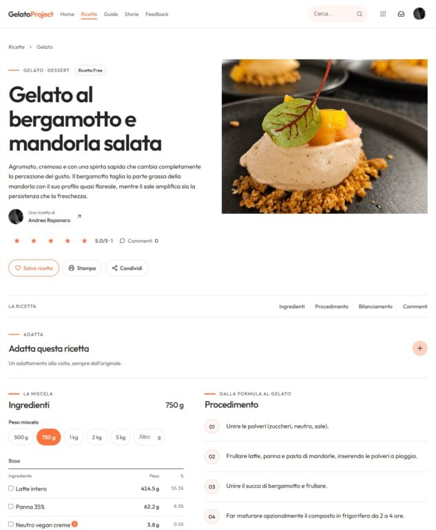 gelato project - gelato al bergamotto e mandorla salata